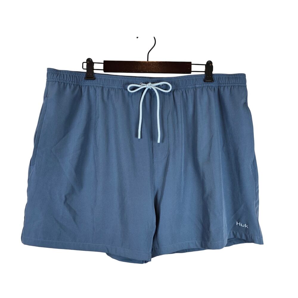 Huk Pursuit Volley Swim Short Size XXL 5.5" Inseam Lined Titanium Blue